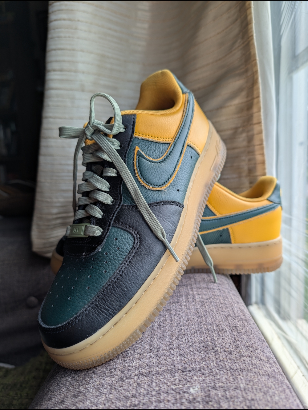 Nike Air Force 1 Low By You Custom Green, Yellow Black Sz 9 Women's Shoes